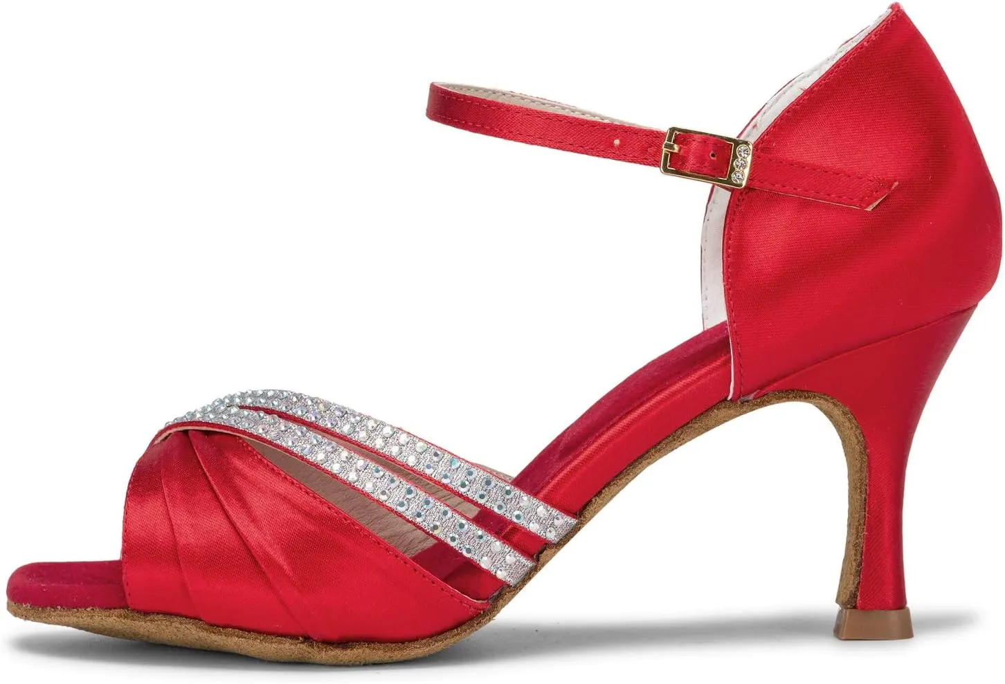 JIAJIA 20524 Women's Satin Sandals Flared Heel Latin Salsa Performance Dance Shoes