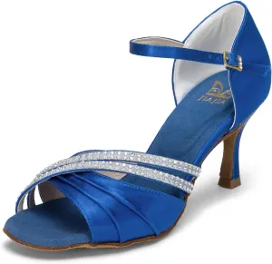 JIAJIA 20524 Women's Satin Sandals Flared Heel Latin Salsa Performance Dance Shoes