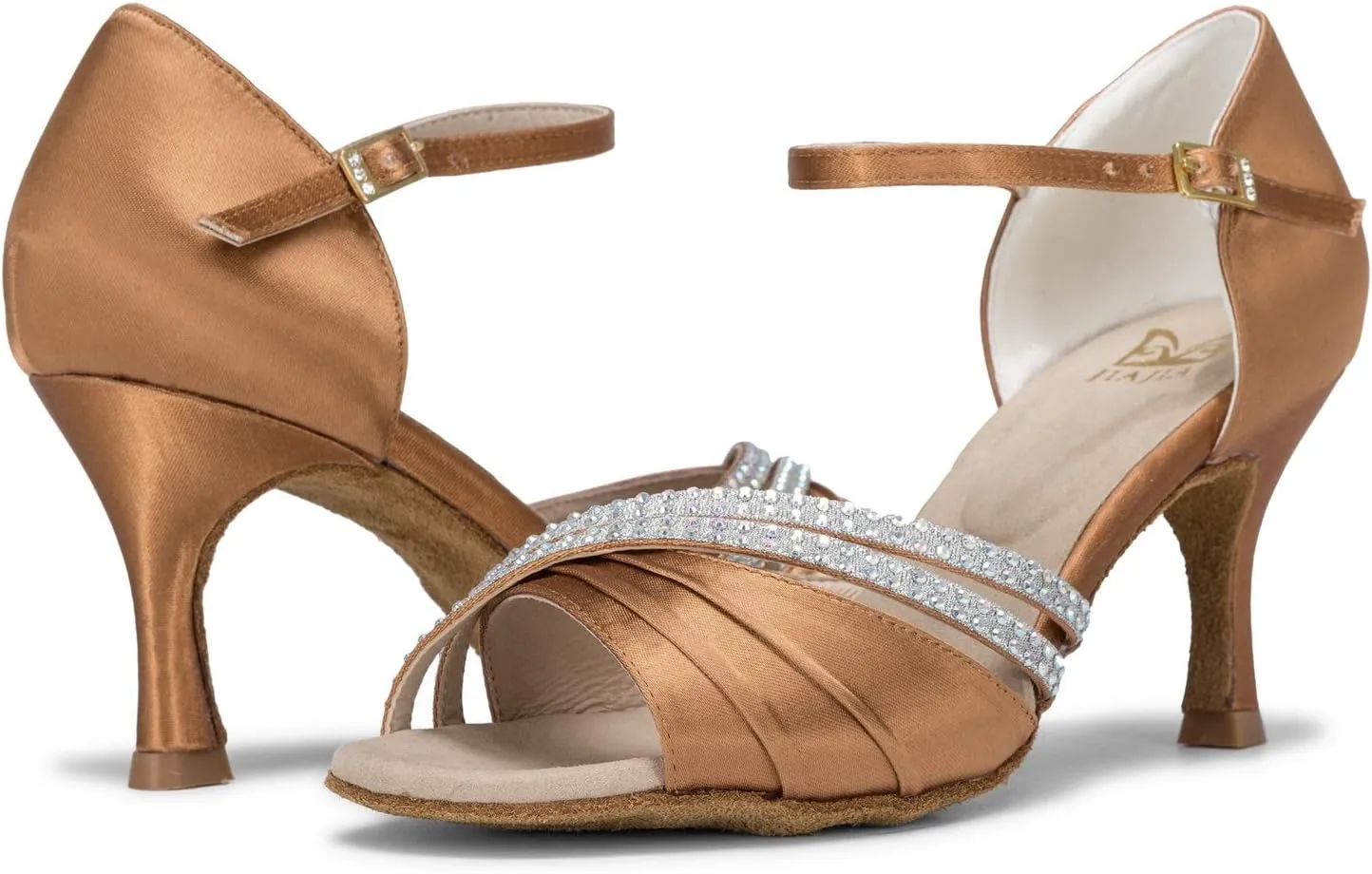 JIAJIA 20524 Women's Satin Sandals Flared Heel Latin Salsa Performance Dance Shoes