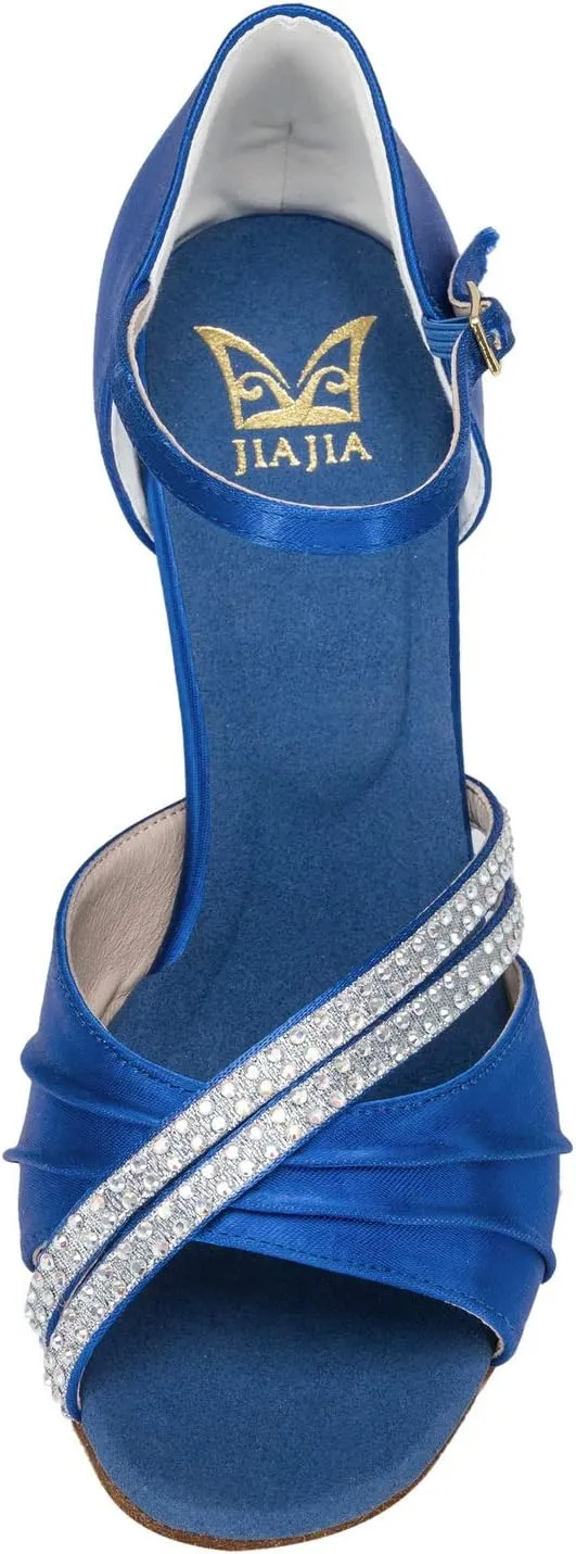 JIAJIA 20524 Women's Satin Sandals Flared Heel Latin Salsa Performance Dance Shoes