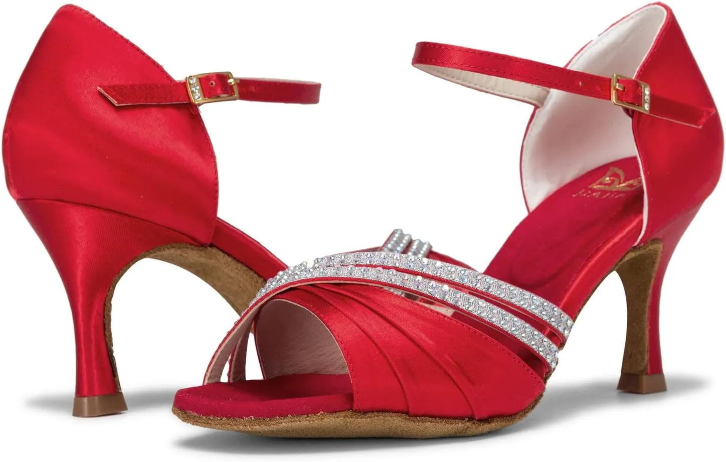 JIAJIA 20524 Women's Satin Sandals Flared Heel Latin Salsa Performance Dance Shoes