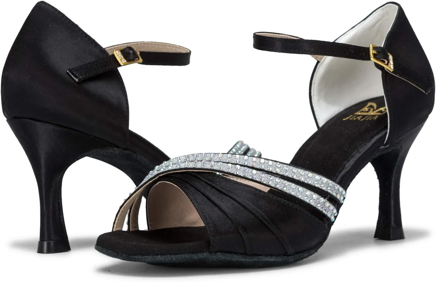 JIAJIA 20524 Women's Satin Sandals Flared Heel Latin Salsa Performance Dance Shoes