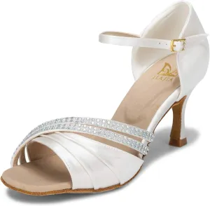 JIAJIA 20524 Women's Satin Sandals Flared Heel Latin Salsa Performance Dance Shoes
