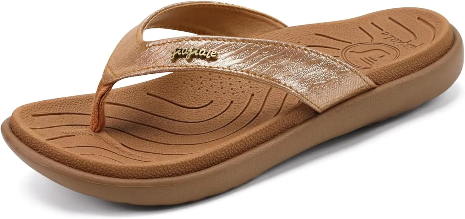 jiajiale Womens Fashion Orthotic Flip Flops Ladies Slip On Lightweight Comfortable Thick Cushion Yoga Mat Thong Sandals With Plantar Fasciitis Arch Support