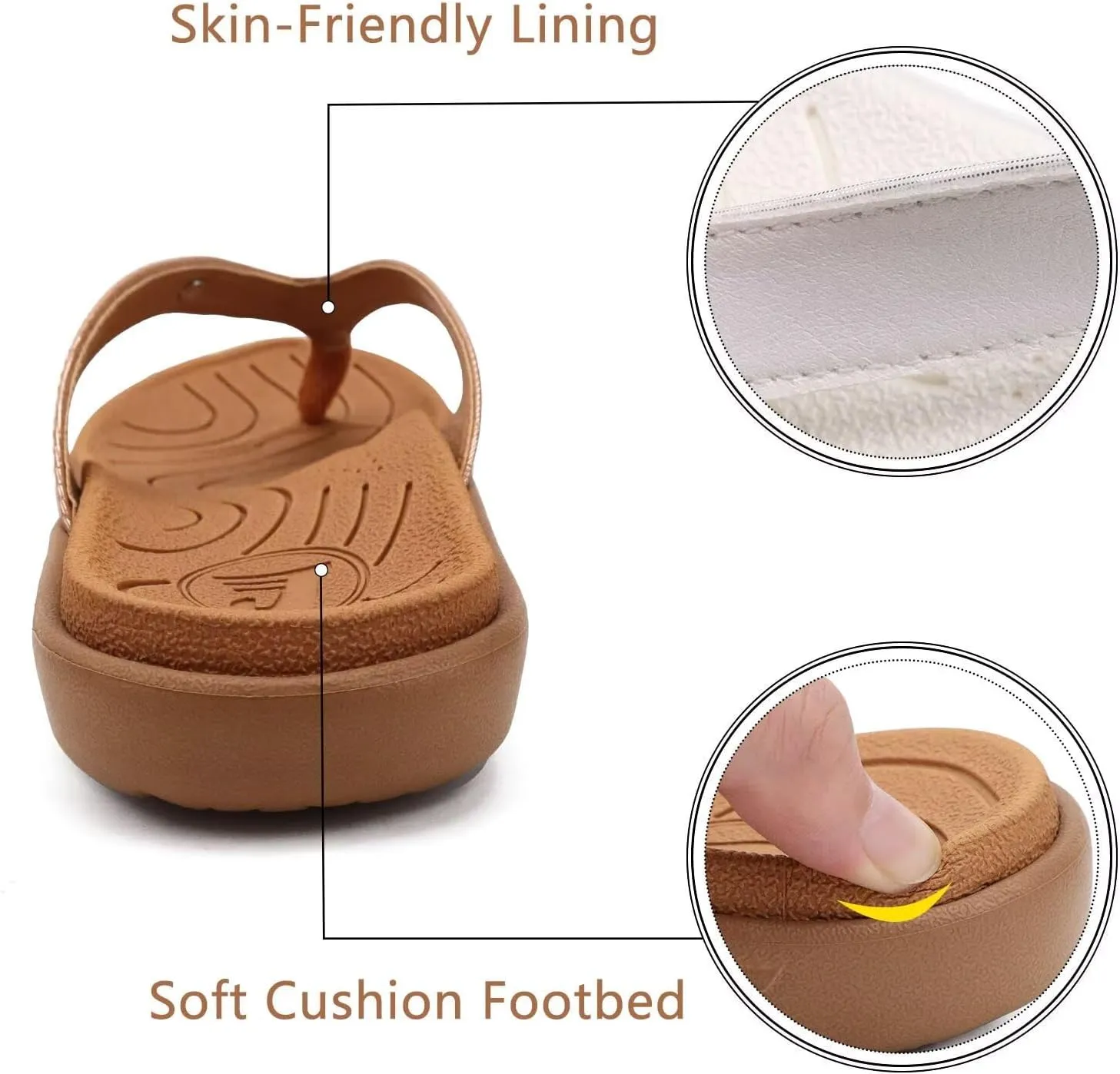jiajiale Womens Fashion Orthotic Flip Flops Ladies Slip On Lightweight Comfortable Thick Cushion Yoga Mat Thong Sandals With Plantar Fasciitis Arch Support