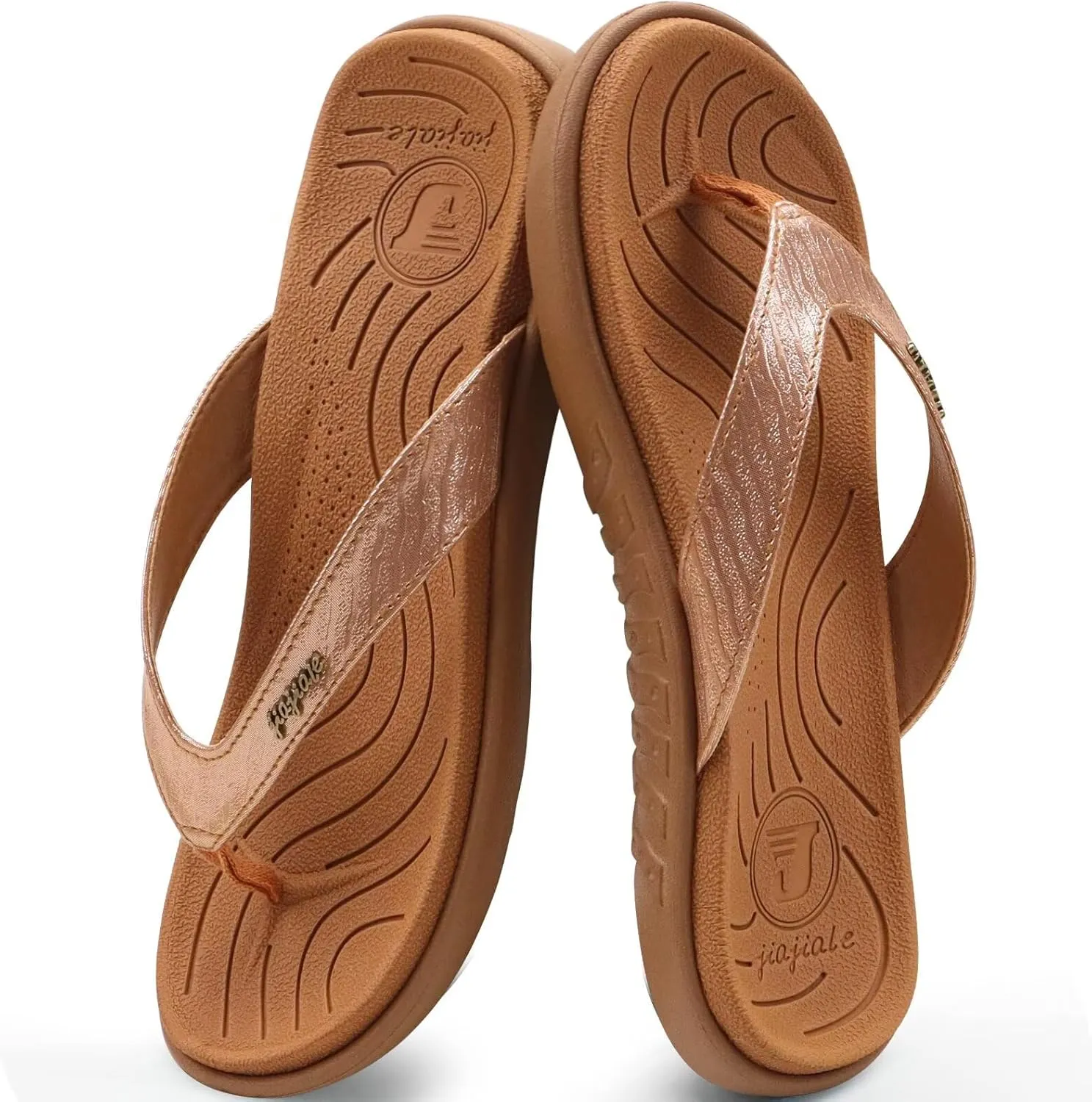 jiajiale Womens Fashion Orthotic Flip Flops Ladies Slip On Lightweight Comfortable Thick Cushion Yoga Mat Thong Sandals With Plantar Fasciitis Arch Support