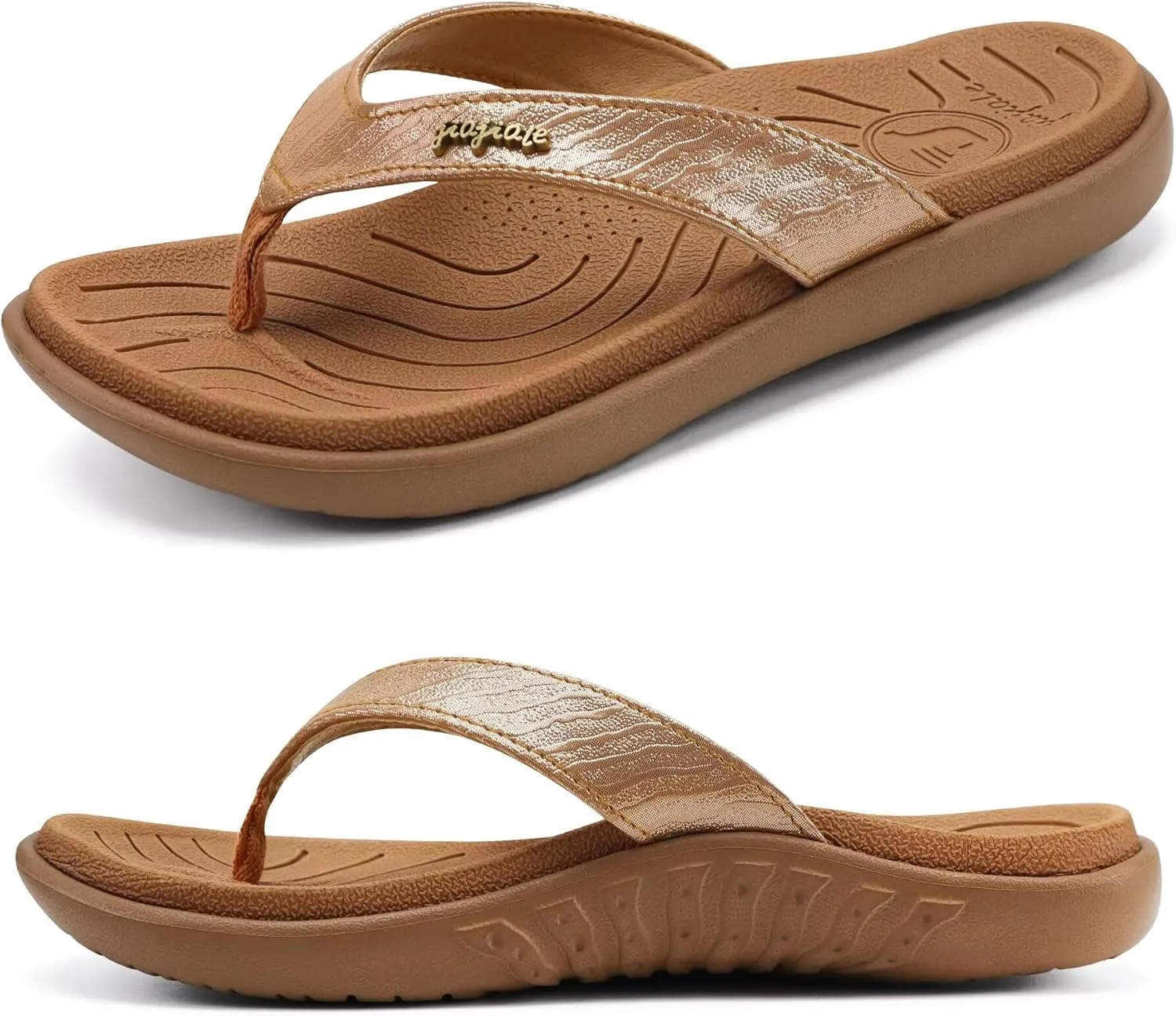jiajiale Womens Fashion Orthotic Flip Flops Ladies Slip On Lightweight Comfortable Thick Cushion Yoga Mat Thong Sandals With Plantar Fasciitis Arch Support