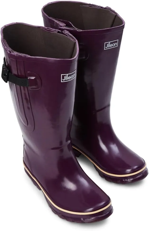 Jileon Extra Wide Calf Rain Boots - Ideal for Wide Feet, Ankles & Calves - Fit 16 to 23” Calves - Durable & Waterproof