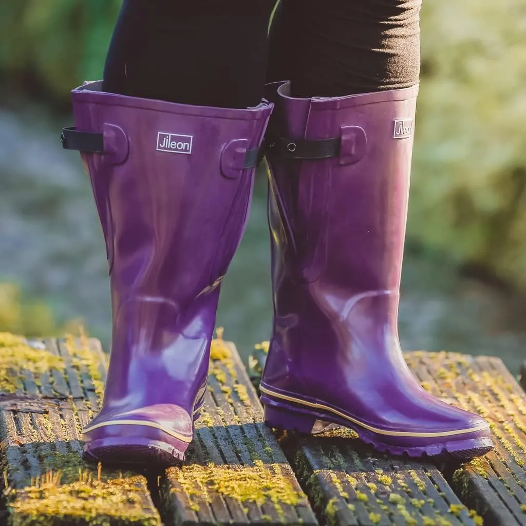Jileon Extra Wide Calf Rain Boots - Ideal for Wide Feet, Ankles & Calves - Fit 16 to 23” Calves - Durable & Waterproof