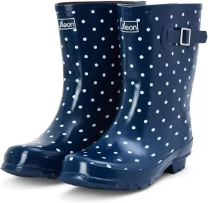 Jileon Mid Calf Rain Boots - Specially Designed For Wide Feet, Ankles or Calves - Half Height Waterproof Durable Wide Calf Rain Boots