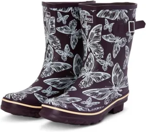 Jileon Mid Calf Rain Boots - Specially Designed For Wide Feet, Ankles or Calves - Half Height Waterproof Durable Wide Calf Rain Boots