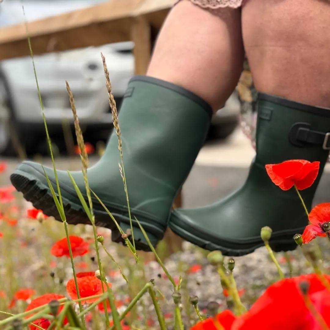 Jileon Mid Calf Rain Boots - Specially Designed For Wide Feet, Ankles or Calves - Half Height Waterproof Durable Wide Calf Rain Boots