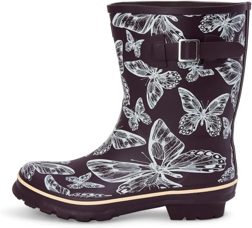 Jileon Mid Calf Rain Boots - Specially Designed For Wide Feet, Ankles or Calves - Half Height Waterproof Durable Wide Calf Rain Boots