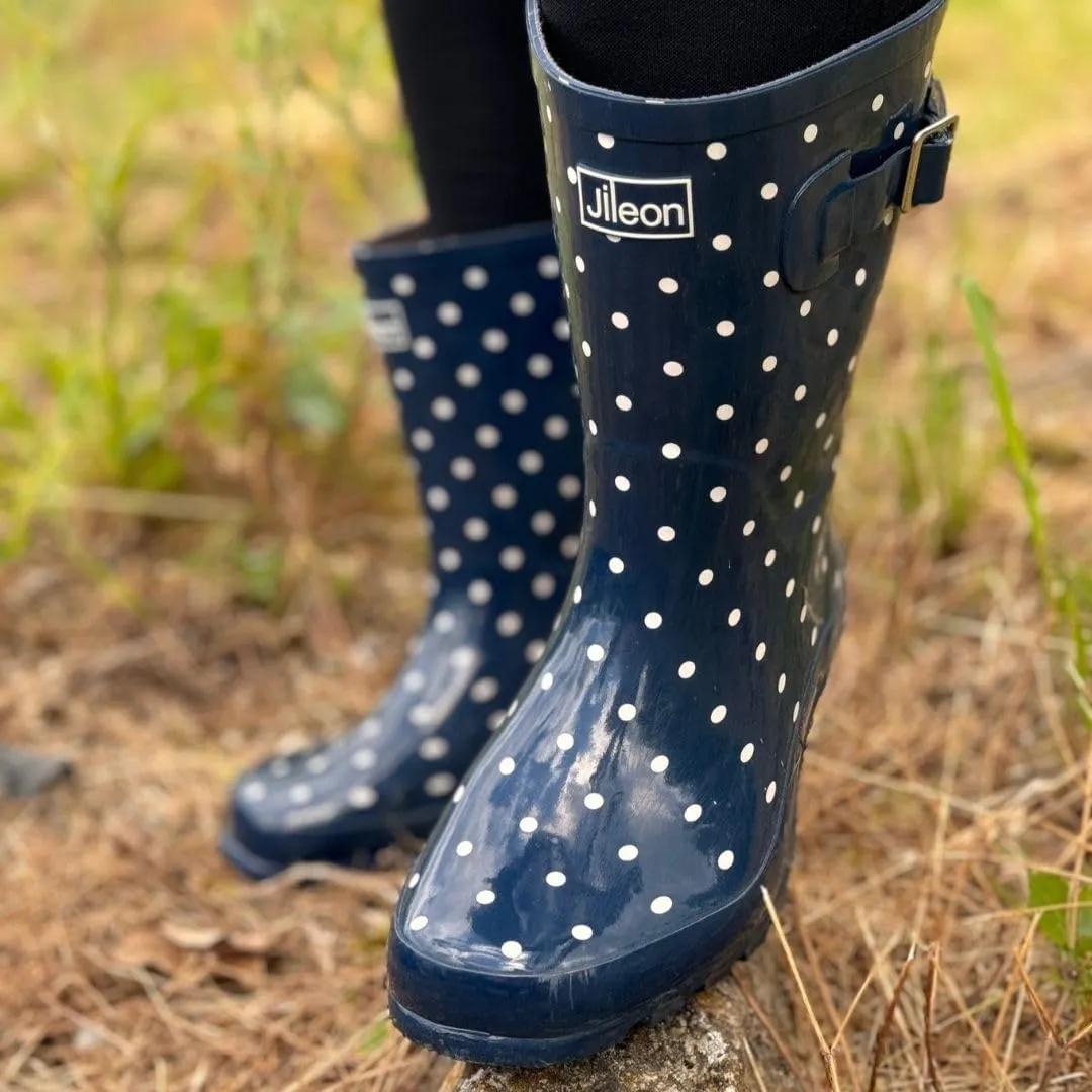 Jileon Mid Calf Rain Boots - Specially Designed For Wide Feet, Ankles or Calves - Half Height Waterproof Durable Wide Calf Rain Boots