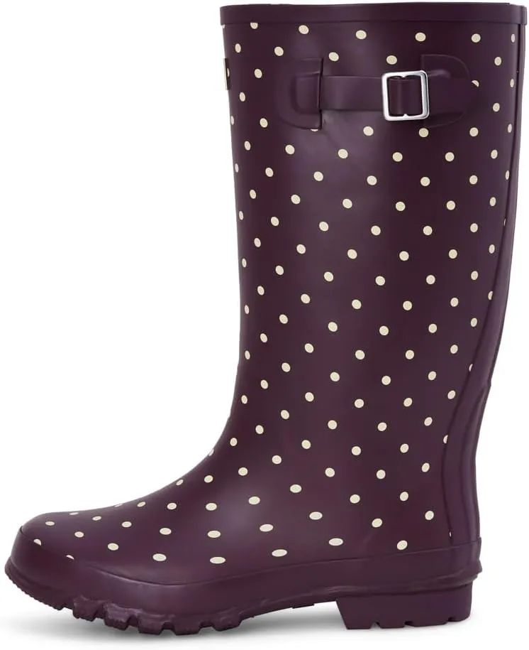 Jileon Wide Fit Womens Rain Boots - Fit up to 18” Calves - Unique Design For Wide Feet, Ankles & Calves