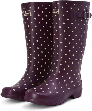 Jileon Wide Fit Womens Rain Boots - Fit up to 18” Calves - Unique Design For Wide Feet, Ankles & Calves