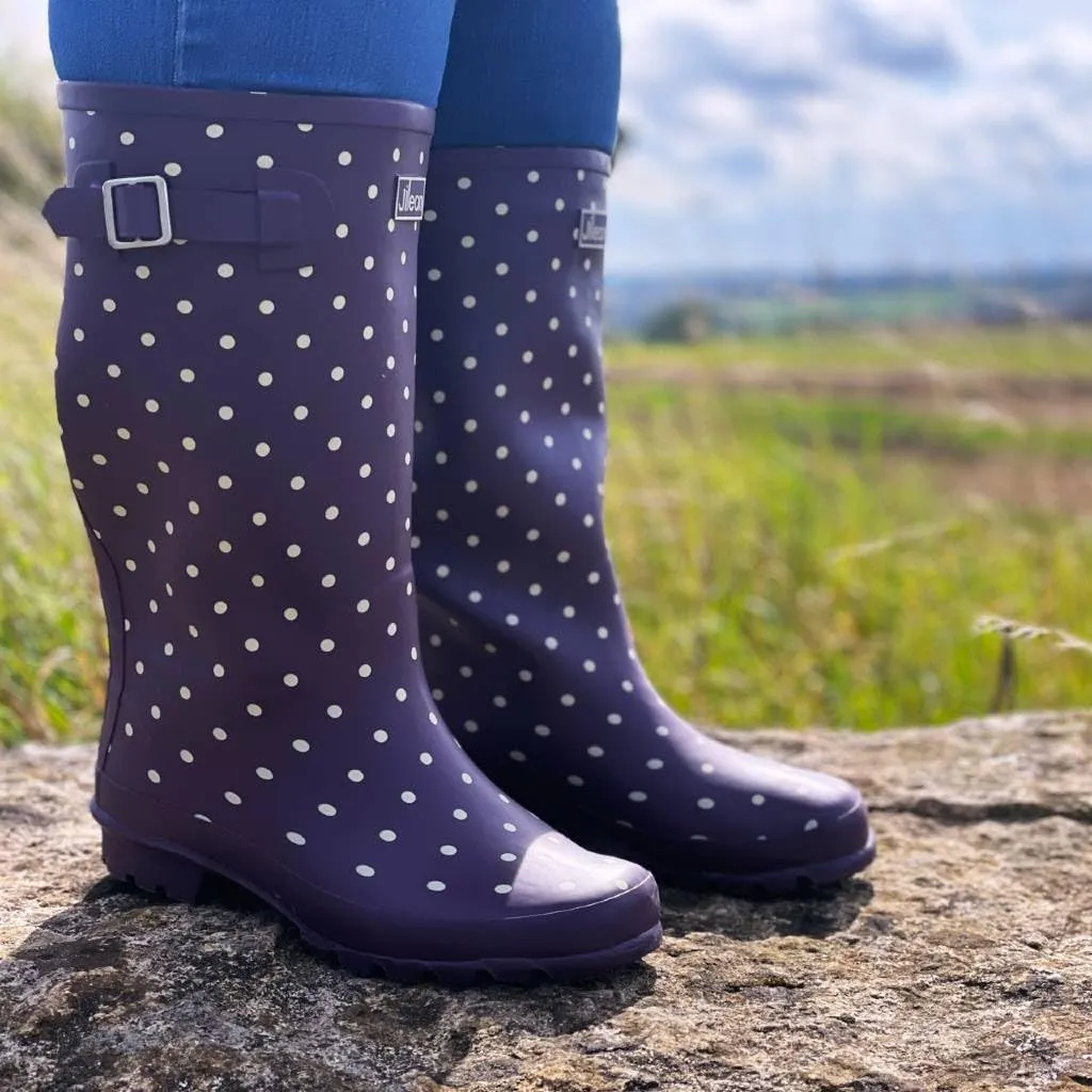 Jileon Wide Fit Womens Rain Boots - Fit up to 18” Calves - Unique Design For Wide Feet, Ankles & Calves