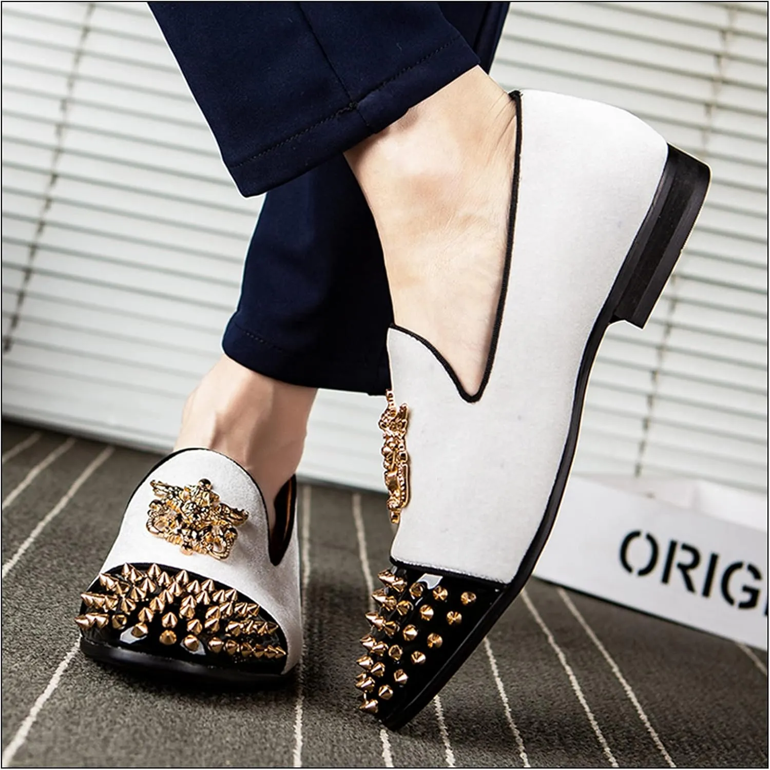 JITAI Men Loafers Slip-On Shoes for Men Fashion Dress Shoes Tuxedo Shoes