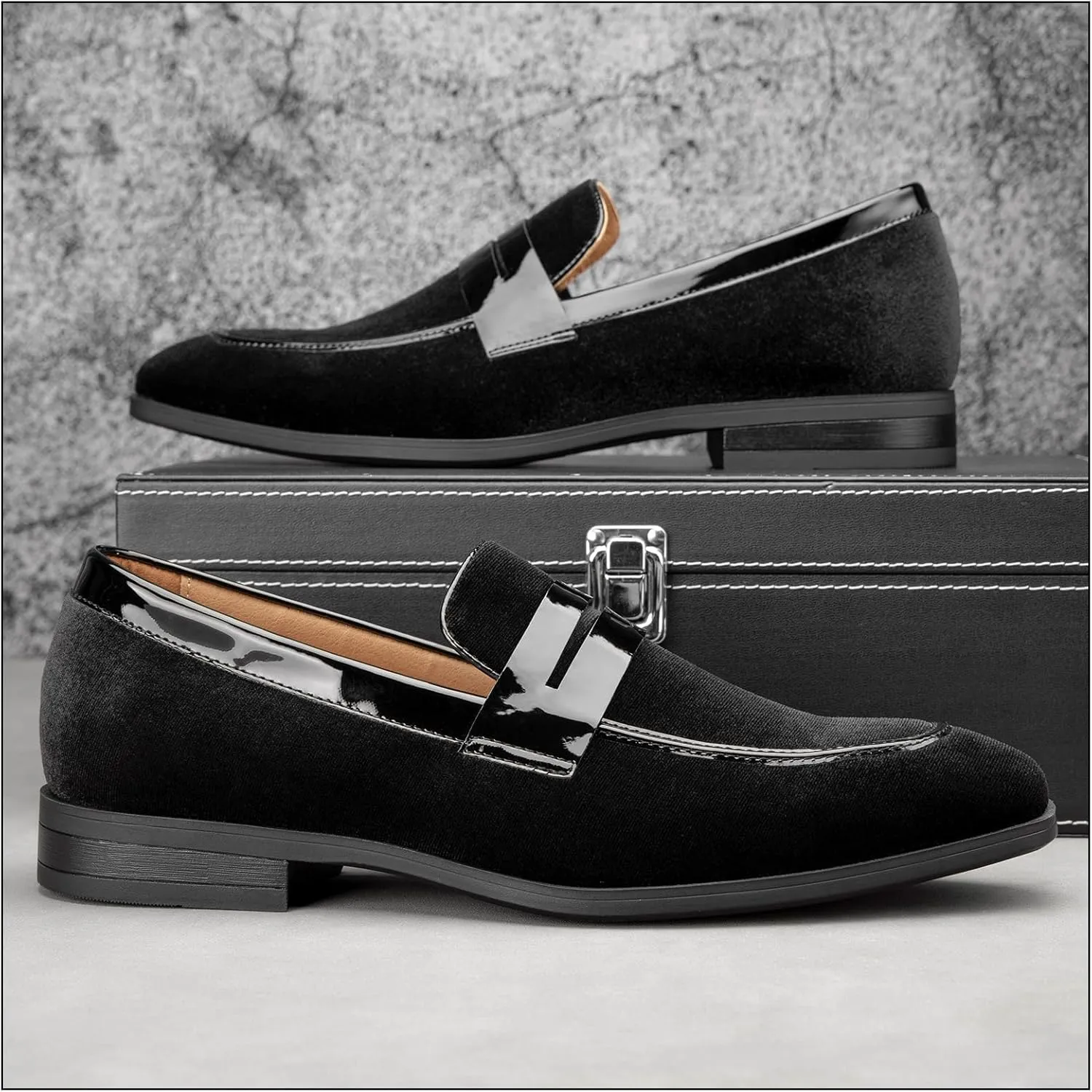 JITAI Mens Velvet Loafers Dress Shoes Loafers for Men Tuxedo Suit Shoes