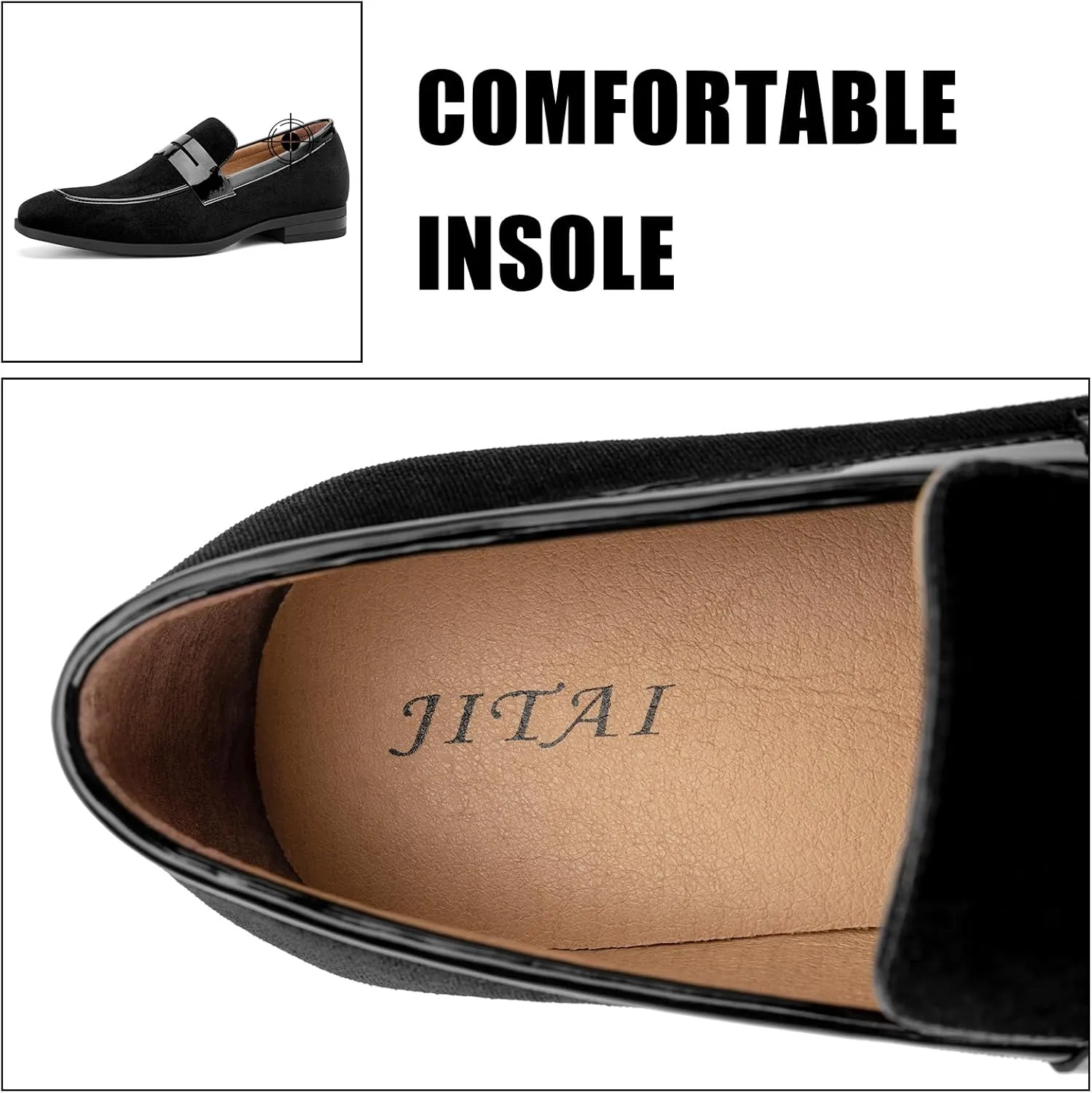 JITAI Mens Velvet Loafers Dress Shoes Loafers for Men Tuxedo Suit Shoes