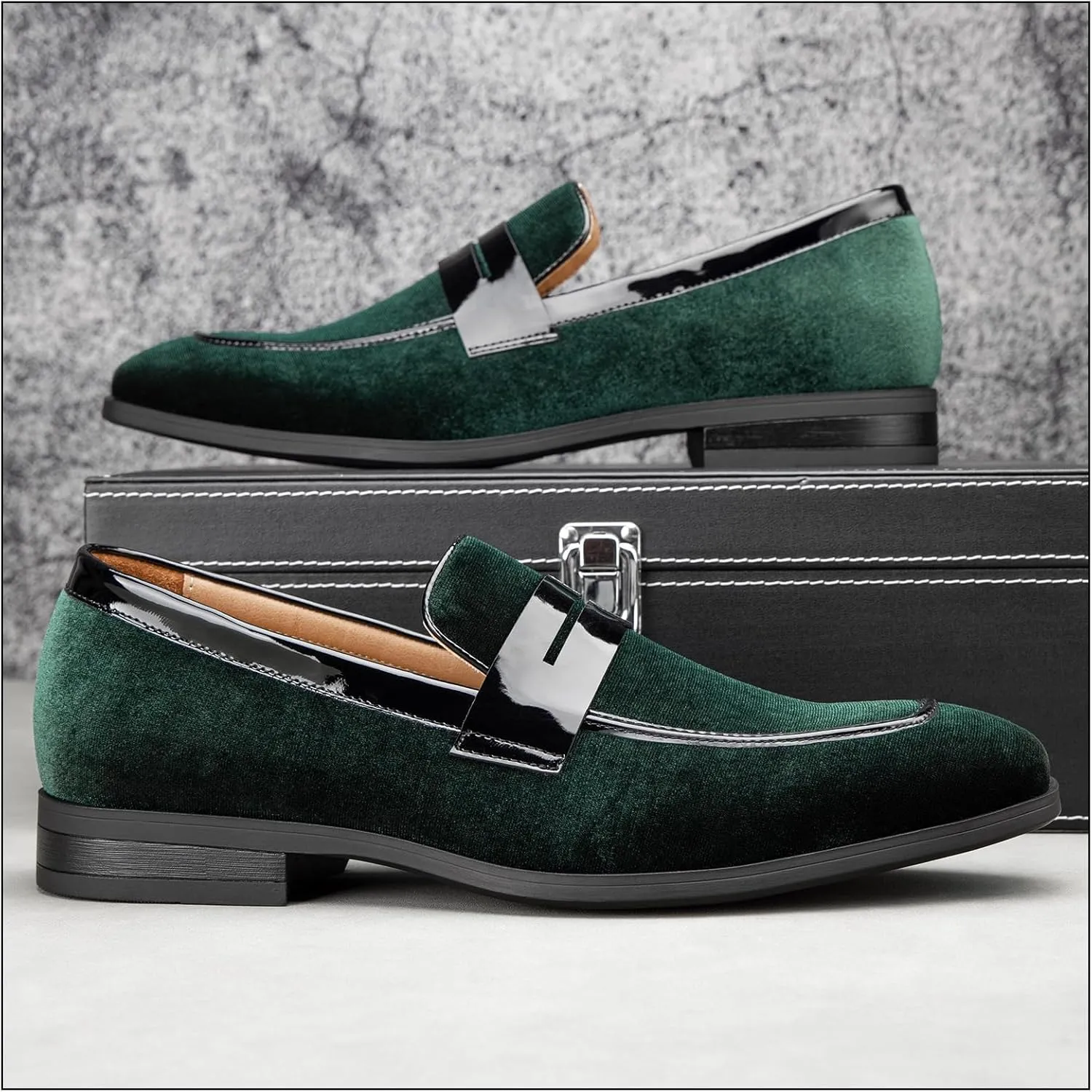JITAI Mens Velvet Loafers Dress Shoes Loafers for Men Tuxedo Suit Shoes