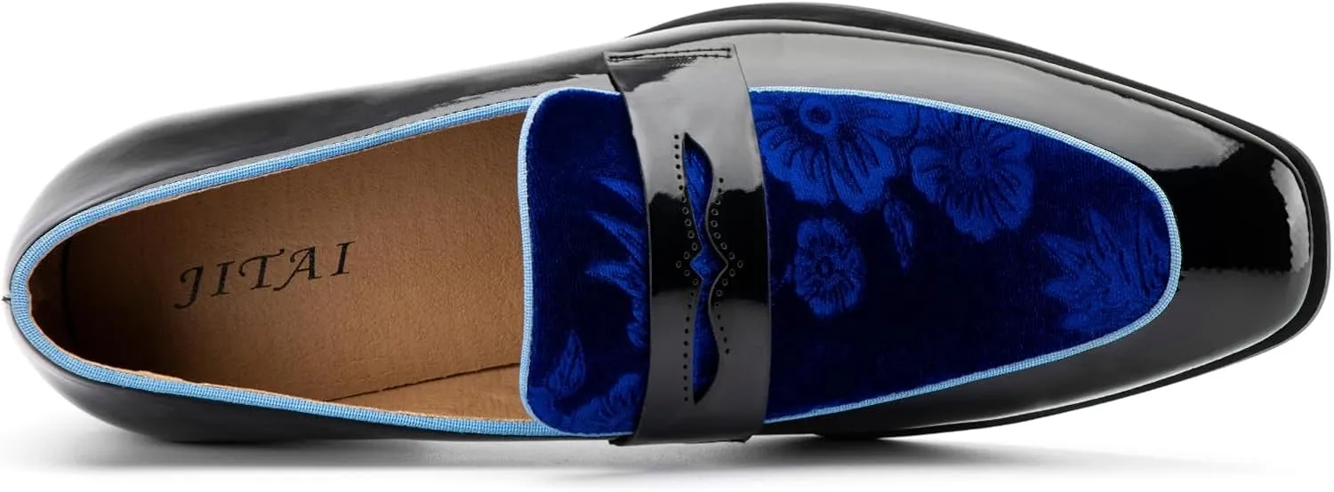 JITAI Mens Velvet Loafers Dress Shoes Loafers for Men Tuxedo Suit Shoes