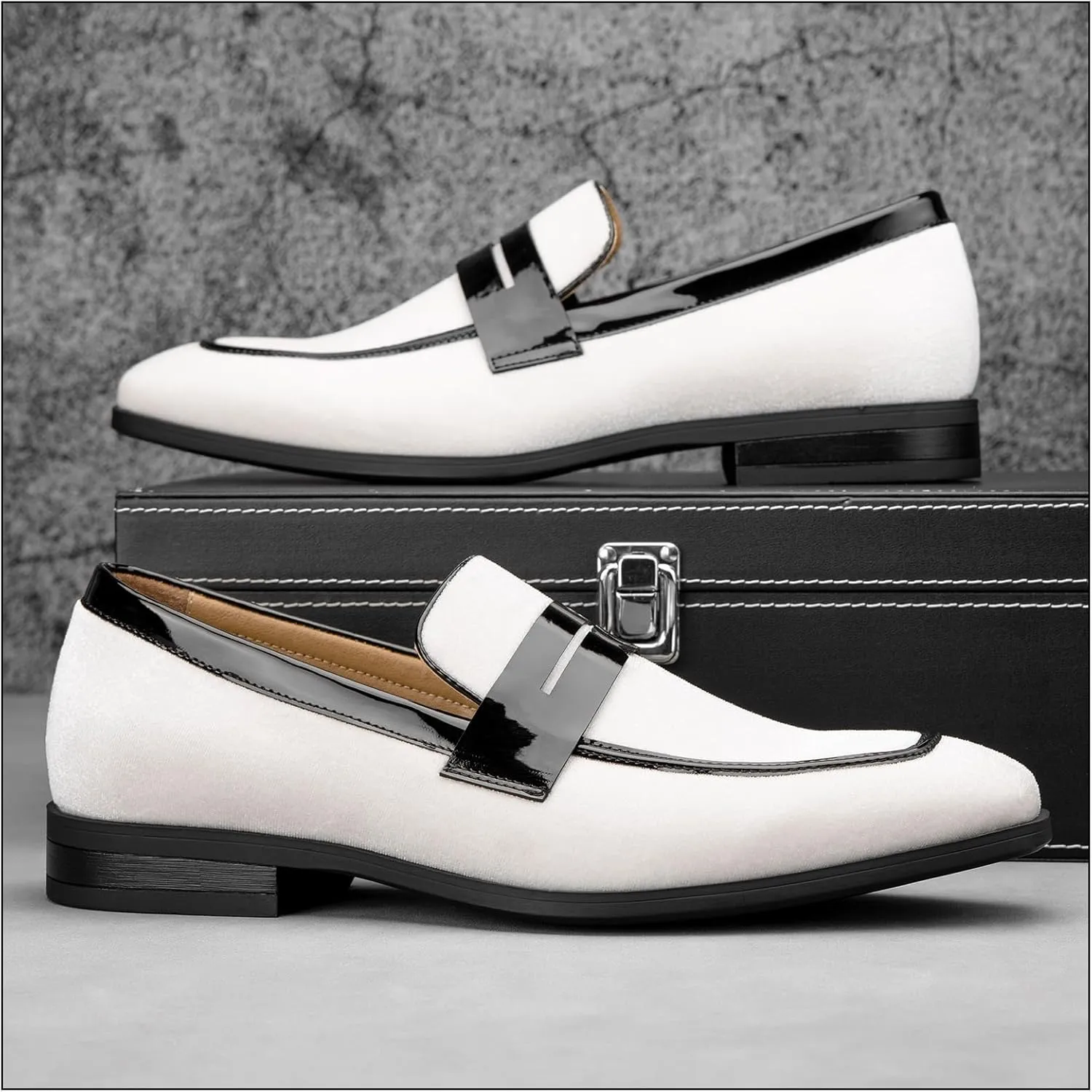 JITAI Mens Velvet Loafers Dress Shoes Loafers for Men Tuxedo Suit Shoes