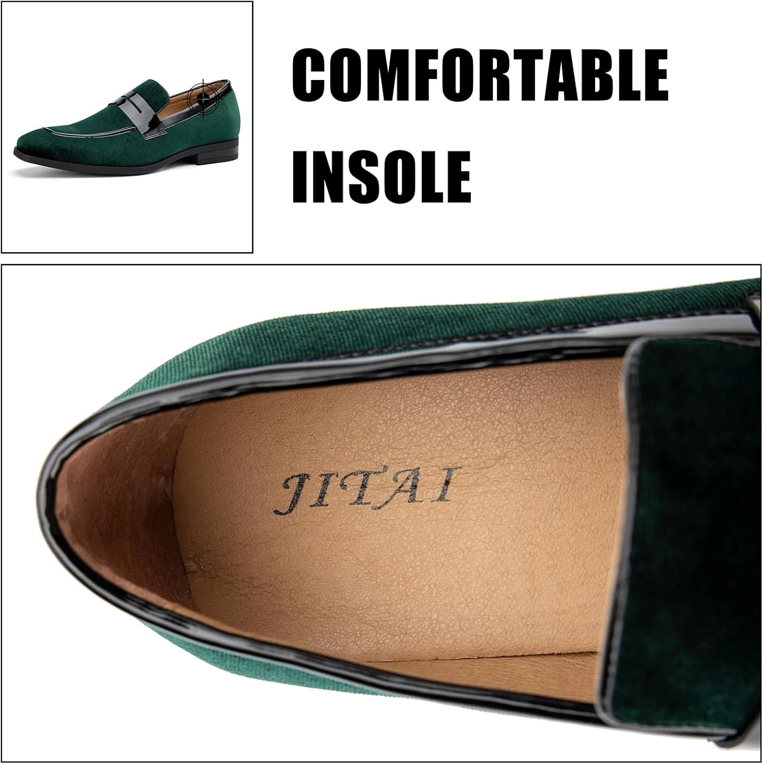 JITAI Mens Velvet Loafers Dress Shoes Loafers for Men Tuxedo Suit Shoes
