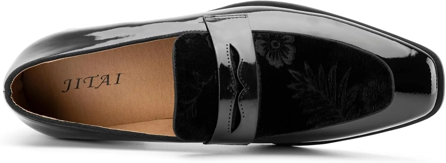 JITAI Mens Velvet Loafers Dress Shoes Loafers for Men Tuxedo Suit Shoes