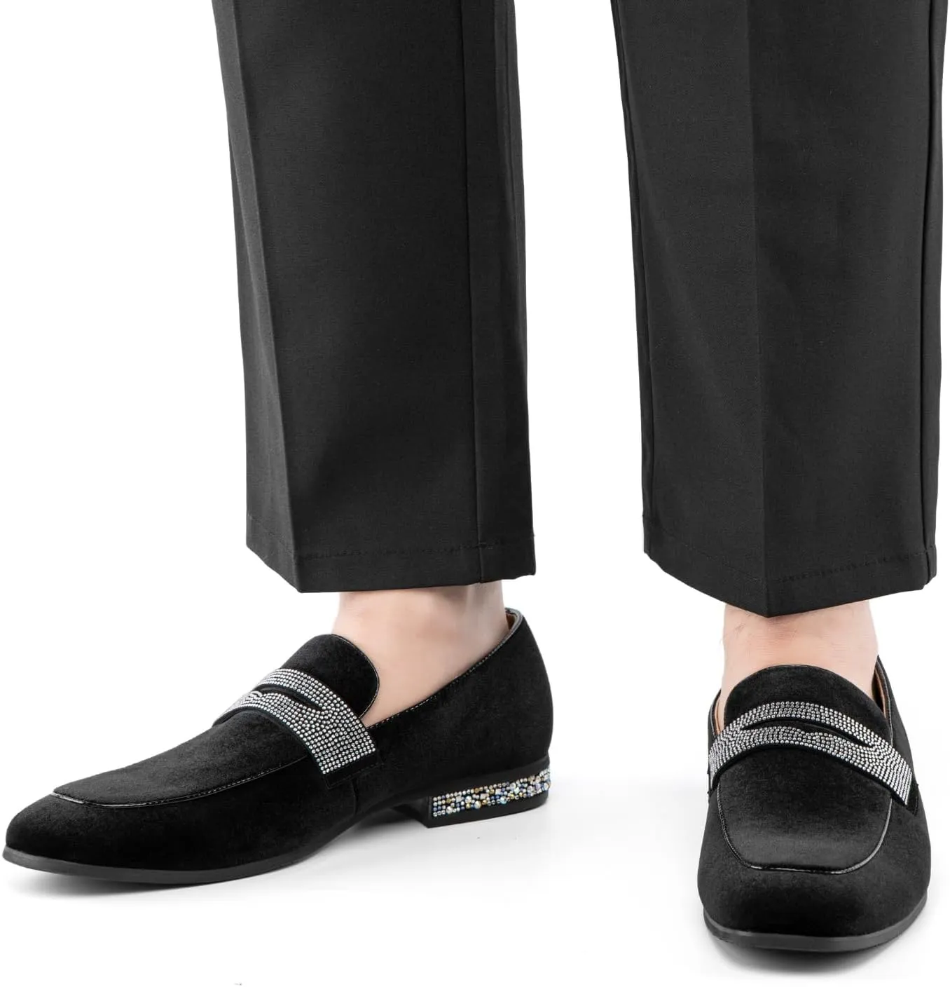 JITAI Mens Velvet Loafers Dress Shoes Loafers for Men Tuxedo Suit Shoes