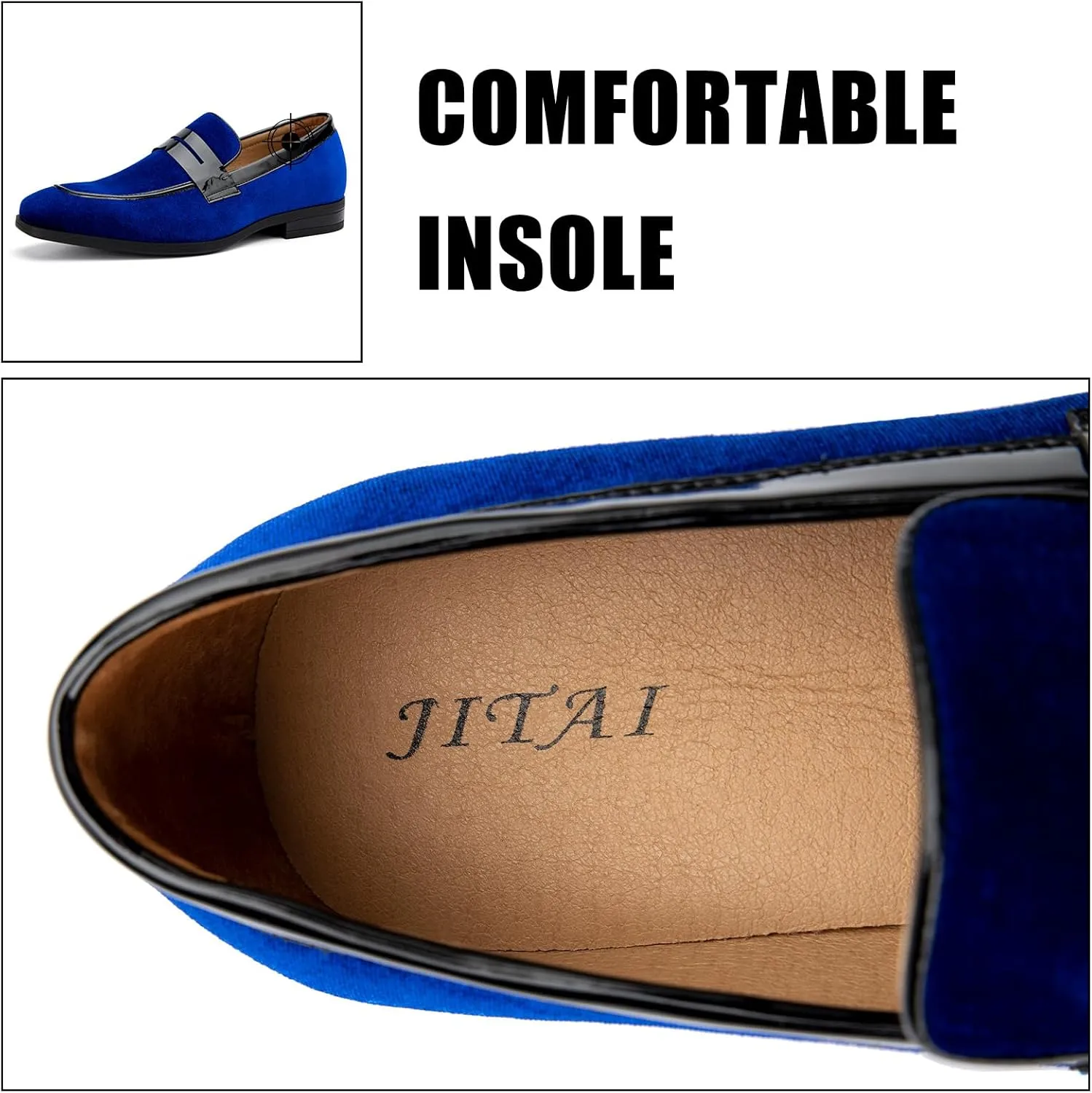 JITAI Mens Velvet Loafers Dress Shoes Loafers for Men Tuxedo Suit Shoes