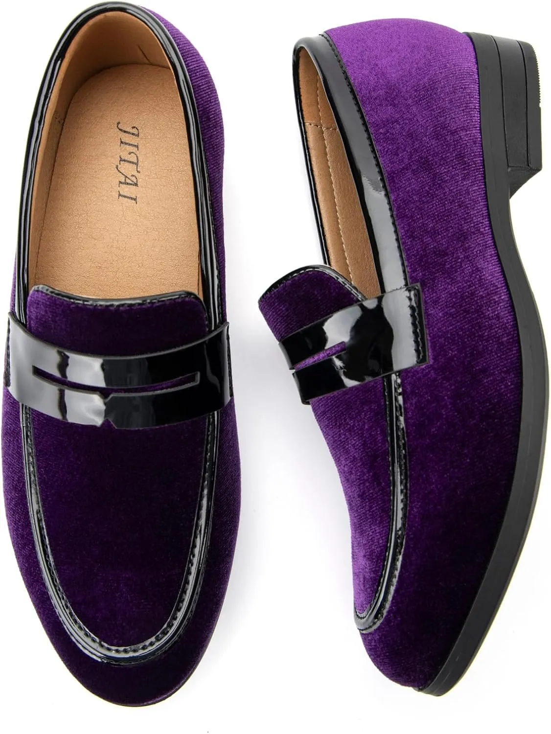 JITAI Velvet Boy's Dress Shoes Slip-On Loafers Wedding Shoes for Boys