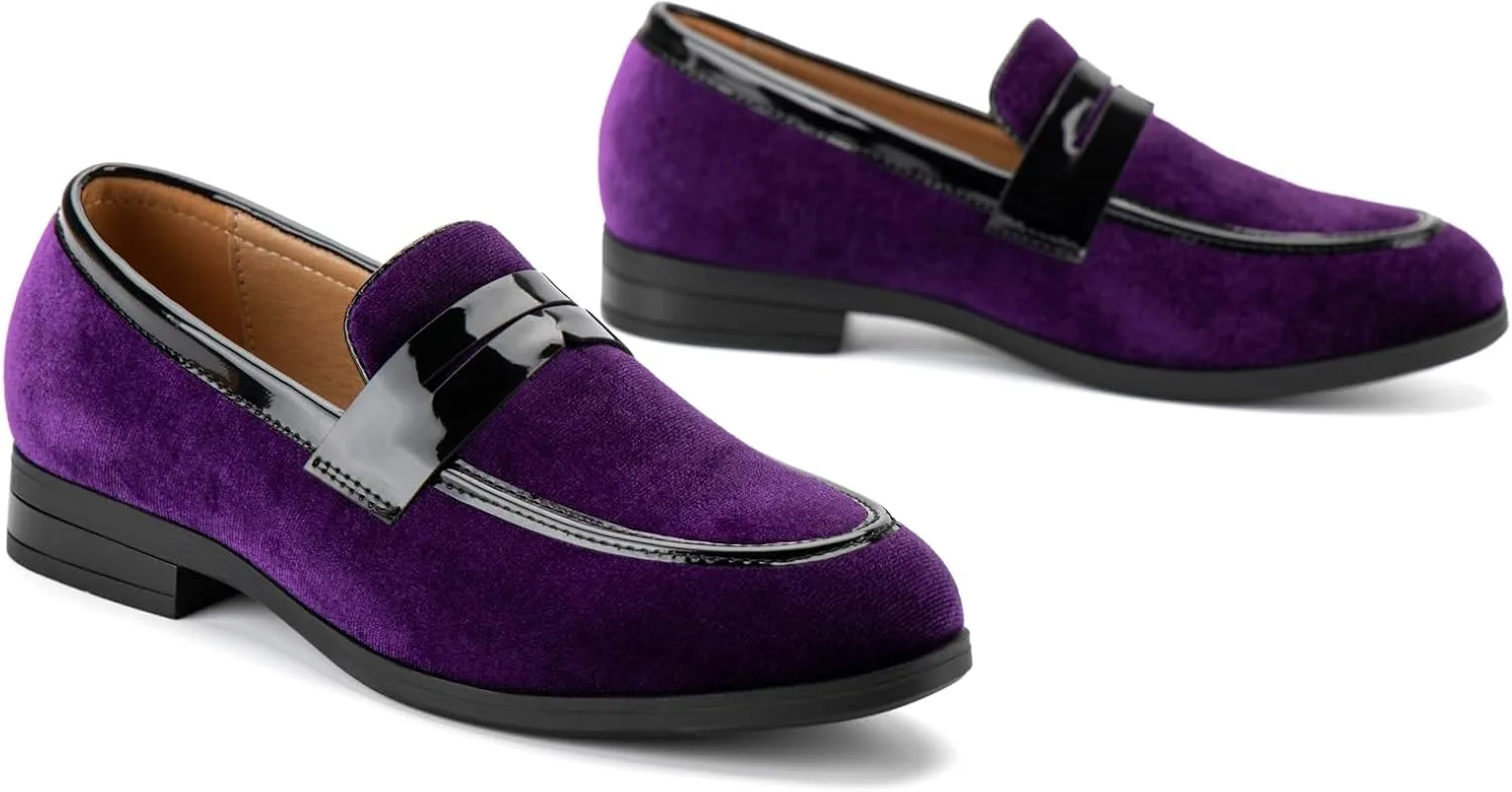 JITAI Velvet Boy's Dress Shoes Slip-On Loafers Wedding Shoes for Boys
