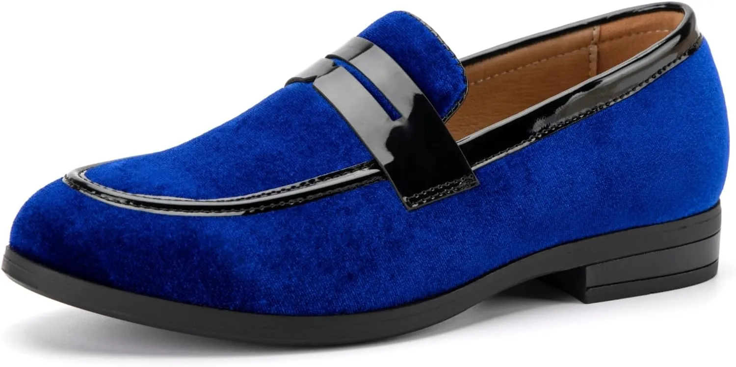 JITAI Velvet Boy's Dress Shoes Slip-On Loafers Wedding Shoes for Boys