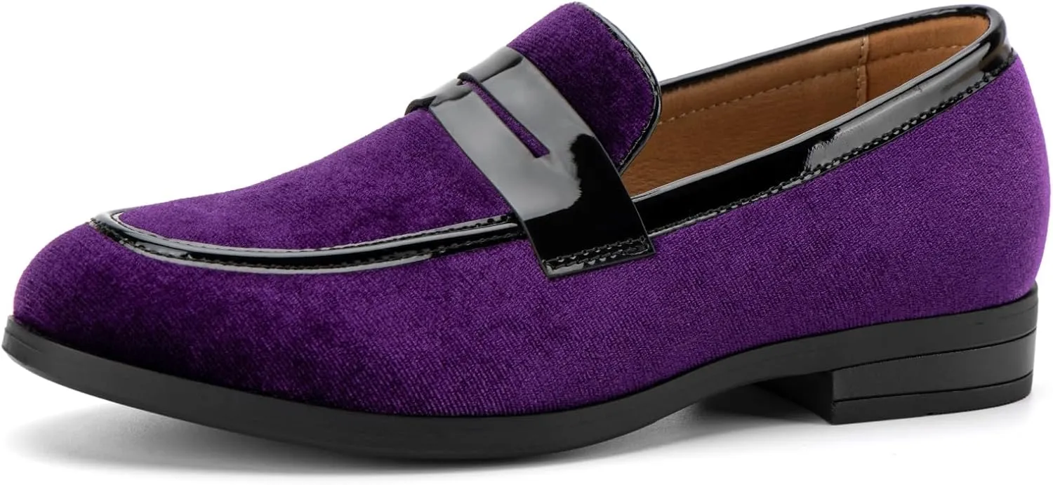 JITAI Velvet Boy's Dress Shoes Slip-On Loafers Wedding Shoes for Boys