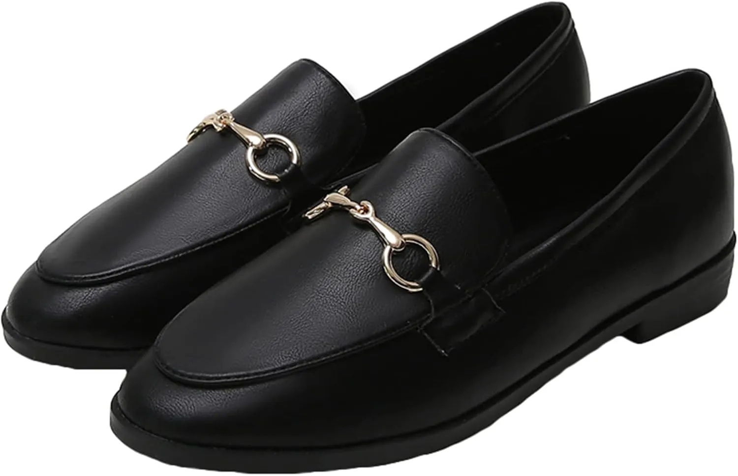 JiuQing Women's Loafers Slip-On Leather Shoes Flat Formal Shoes Low-Heel Office Casual