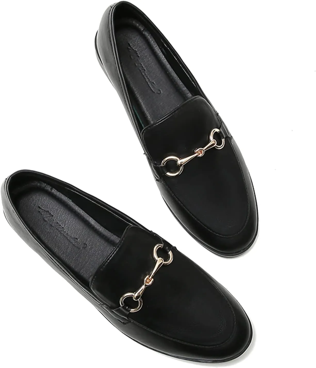 JiuQing Women's Loafers Slip-On Leather Shoes Flat Formal Shoes Low-Heel Office Casual