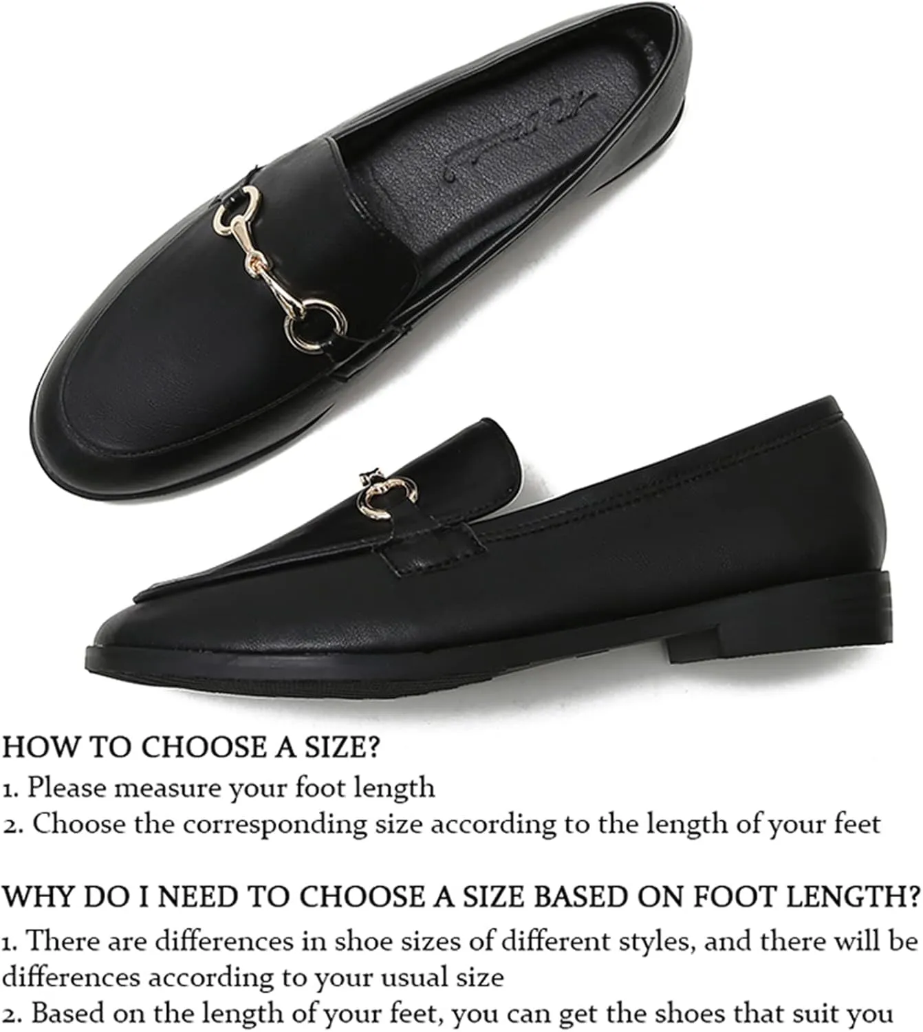 JiuQing Women's Loafers Slip-On Leather Shoes Flat Formal Shoes Low-Heel Office Casual