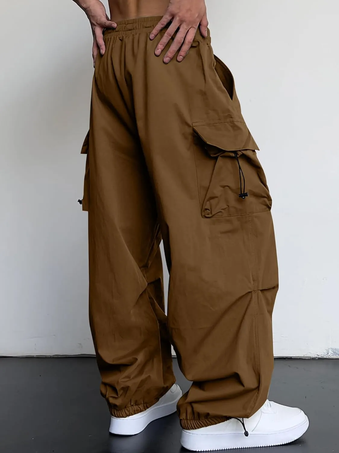 JMIERR Men's Baggy Cargo Pants Trendy Casual Parachute Pant Loose Fit Harem Joggers with Pockets for Streetwear