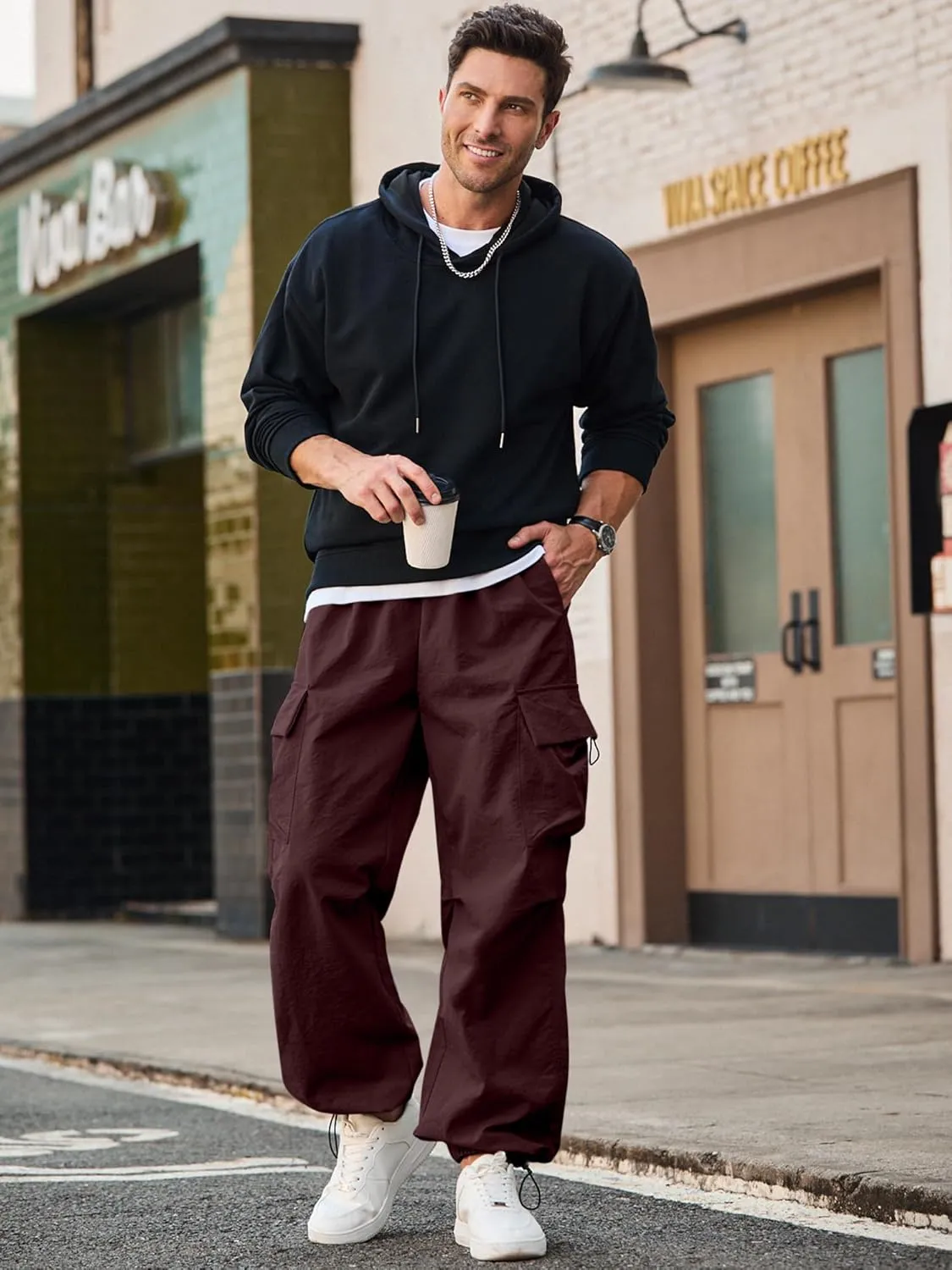 JMIERR Men's Baggy Cargo Pants Trendy Casual Parachute Pant Loose Fit Harem Joggers with Pockets for Streetwear