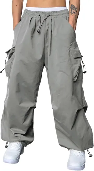 JMIERR Men's Baggy Cargo Pants Trendy Casual Parachute Pant Loose Fit Harem Joggers with Pockets for Streetwear