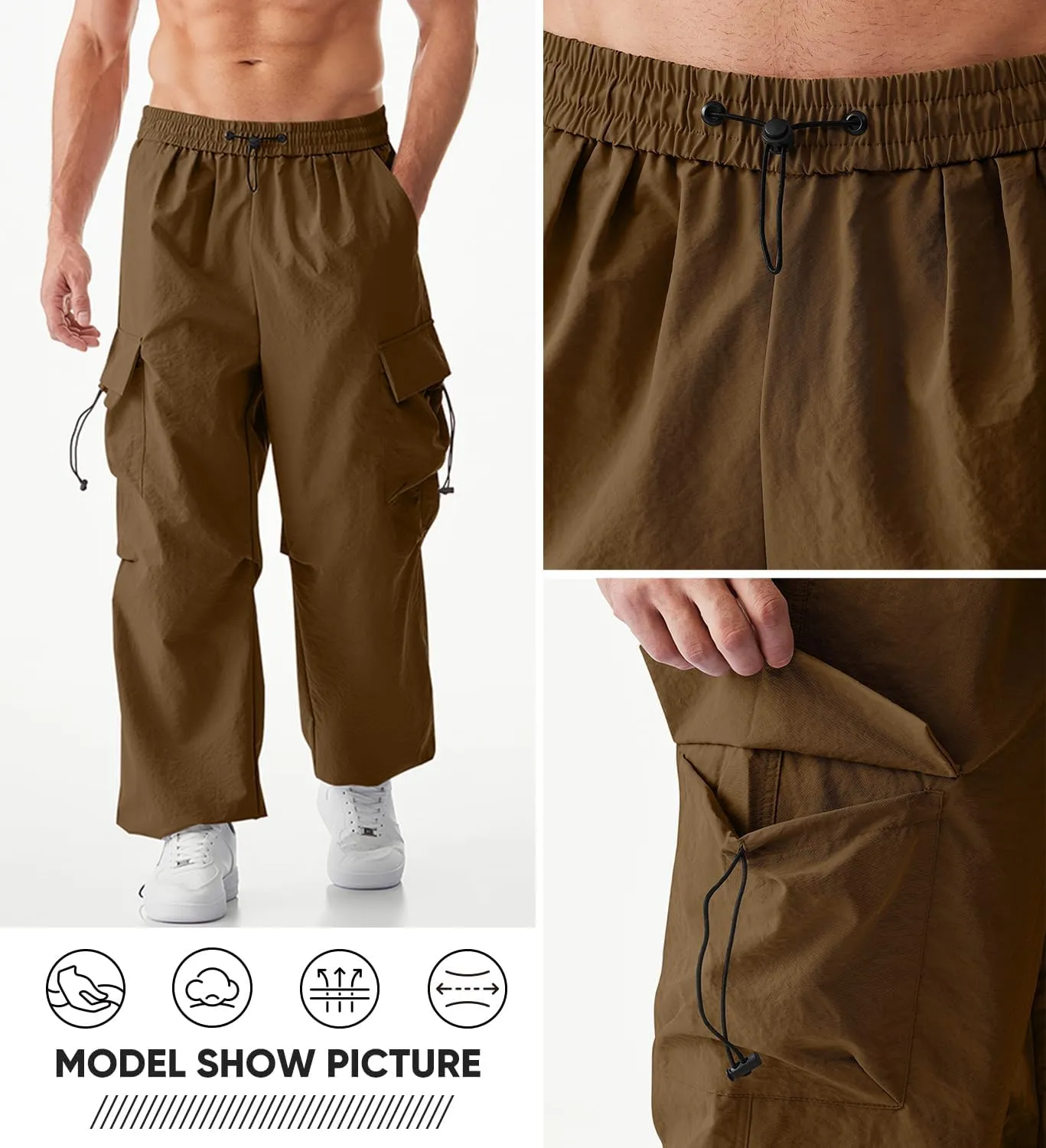 JMIERR Men's Baggy Cargo Pants Trendy Casual Parachute Pant Loose Fit Harem Joggers with Pockets for Streetwear