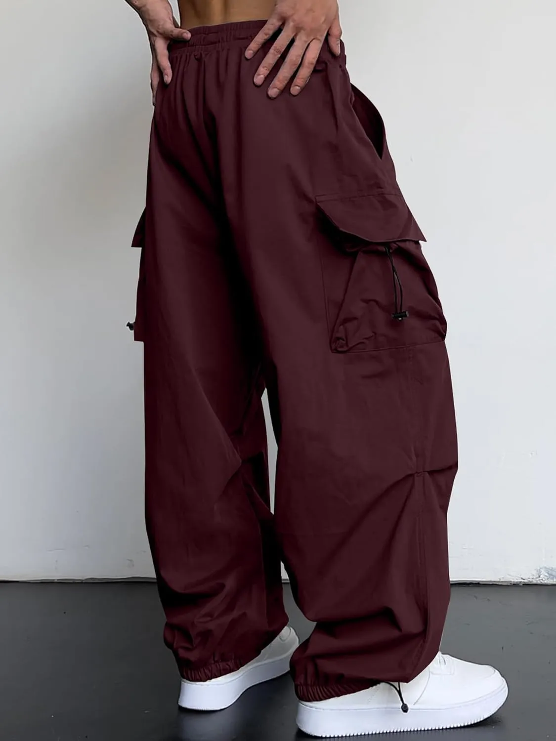 JMIERR Men's Baggy Cargo Pants Trendy Casual Parachute Pant Loose Fit Harem Joggers with Pockets for Streetwear