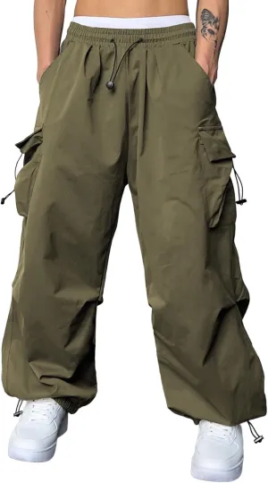 JMIERR Men's Baggy Cargo Pants Trendy Casual Parachute Pant Loose Fit Harem Joggers with Pockets for Streetwear
