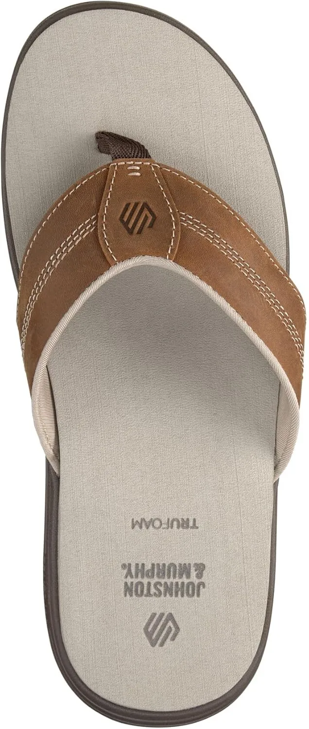 Johnston & Murphy Men’s Upton Flip-Flop Sandals, Leather Flip Flops for Men, Casual Summer Shoes