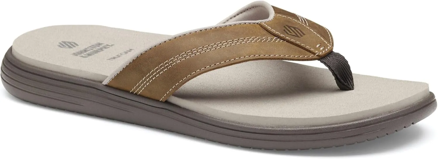 Johnston & Murphy Men’s Upton Flip-Flop Sandals, Leather Flip Flops for Men, Casual Summer Shoes