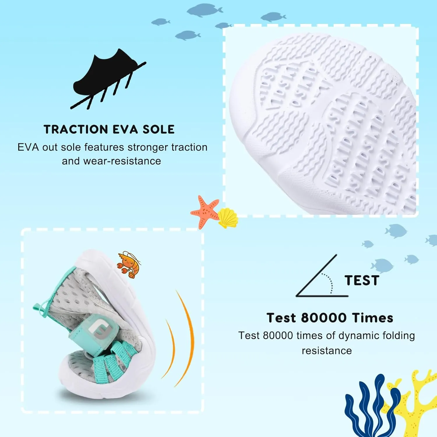 JOINFREE Toddler Boys Girls Water Shoes Breathable Qucik Dry Sport Beach Sandals Lightweight Barefoot Flexible