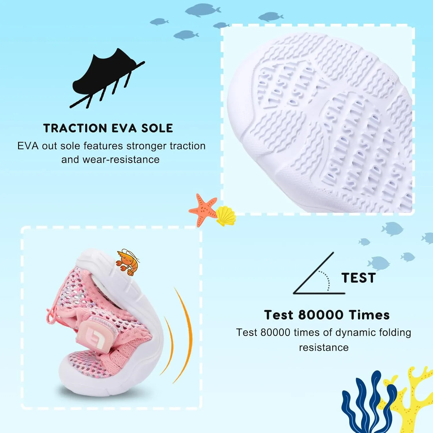 JOINFREE Toddler Boys Girls Water Shoes Breathable Qucik Dry Sport Beach Sandals Lightweight Barefoot Flexible