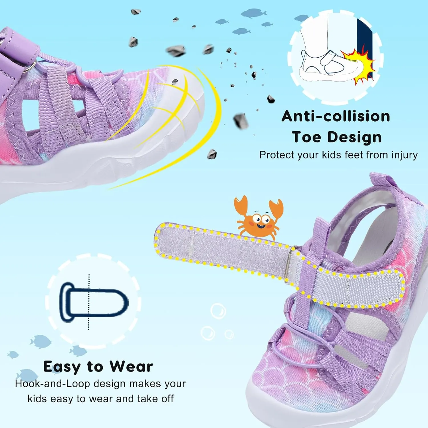 JOINFREE Toddler Boys Girls Water Shoes Breathable Qucik Dry Sport Beach Sandals Lightweight Barefoot Flexible