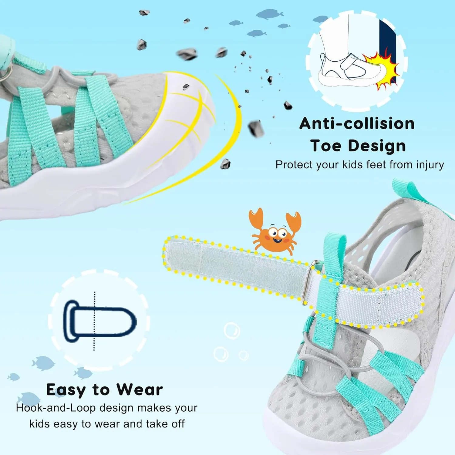 JOINFREE Toddler Boys Girls Water Shoes Breathable Qucik Dry Sport Beach Sandals Lightweight Barefoot Flexible
